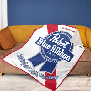 Vintage Style Pabst Blue Ribbon Beer Retro Ultra-Soft Micro Fleece Blanket - Picture 1 of 7