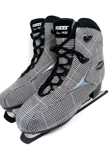 Ice Skates Roces BRITS Black White Round Toe Lace Up Size US 9 US W 11 - Afbeelding 1 van 15