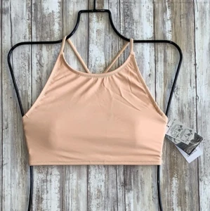 VOLCOM MELOCOTÓN SIMPLE SÓLIDO CUELLO ALTO RECORTADO HALTER BIKINI TOP (M) NUEVO CON ETIQUETAS - Imagen 1 de 7