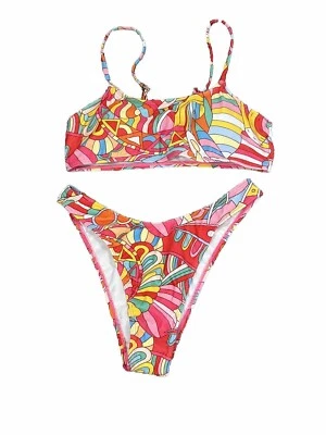 NWOT Women’s Junior Geometric 2 Piece Bikini Set Size Medium - Image 1 of 4