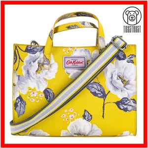 Cath Kidston kleine Umhängetasche Handtasche Wild Poppies gelb PVC Blumen CN99 - Bild 1 von 15