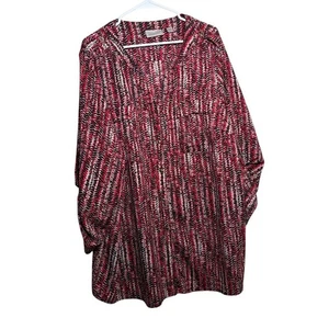 Avenue Blouse Women's 26/28 V-Neck Printed 3/4 Sleeve Casual Sheer Top - Picture 1 of 9