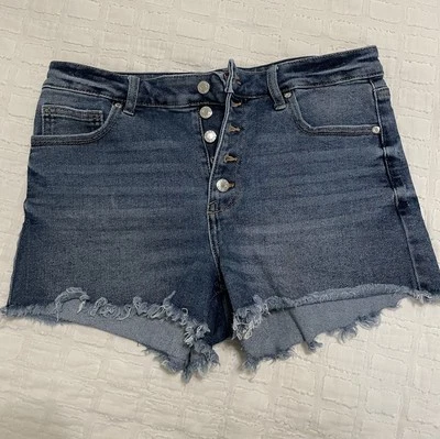 Pantalones Cortos Para Mujer GUESS 30 Azul Denim Emma Parte Inferior Deshilachada Eds Botón Mosca Foto 1 de 4