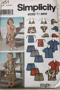 Simplicity Fácil de Coser 5951 Camisas, Pantalones Cortos Traje de Baño Niños Pequeños 1/2-4 Patrón Corte - Imagen 1 de 2