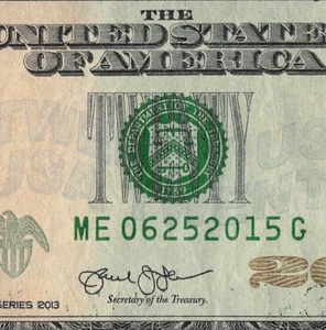 2013 Fancy Serial Number Bday/Anv/Tomb/Grad 20$ ME06252015G Jun 25 2015 - Picture 1 of 12