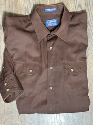 Camisa marrón vintage Pendleton exterior para hombre grande 100 % lana manga larga Foto 1 de 4