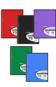 Top Flight Standards 1 Subject Wirebound Wide Ruled Notebook 70 Sheet Black - Picture 1 of 4
