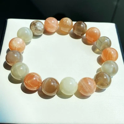 Pulsera de cuentas de cristal de luz fuerte piedra solar piedra lunar color natural 11,6 mm 022 Foto 1 de 4