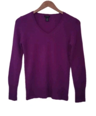 Suéter pulóver Only Mine para mujer talla XS 100 % cachemir de 2 capas púrpura con cuello en V Foto 1 de 3