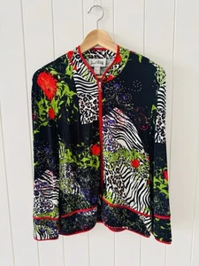 Joseph Ribkoff Jacket Size 16 AUS Colourful Animal Floral Print Zip Long Sleeve - Picture 1 of 12