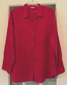 J. Jill Linen Button-up Long Sleeve Reddish Pink Tunic, Size Large - Picture 1 of 8
