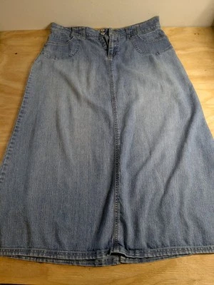 Falda vaquera para mujer Baccini talla 8 larga línea A modesta abertura trasera falda lavada ligera Foto 1 de 4