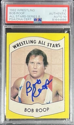 Bob Roop 1982 lucha libre All Stars serie B firmado novato #3 PSA 10 AUTOMÁTICO WWE WWF Foto 1 de 2