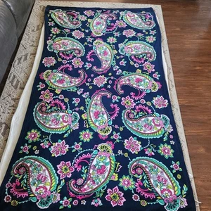 Vera Bradley 80x50" Fleece Throw Blanket Retired Navy Paisley Colorful - Picture 1 of 4