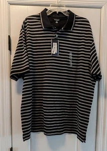 NWT Roundtree & Yorke Polo Mens XL Short Sleeve Black/ White Stripe - Picture 1 of 9