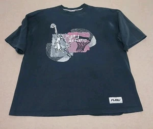 Vintage FUBU Athletics Basketball y2k Hip Hop Style Black T Shirt Mens Size 3XL - Picture 1 of 11