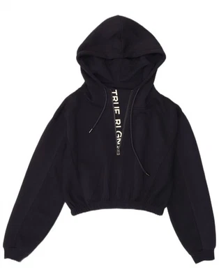 Sudadera con capucha True Religion para mujer corta cremallera cuello Reino Unido 10 pequeña azul marino AH07 Foto 1 de 3