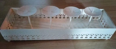 Adventstablett Adventskranz Kerzenständer Weihnachten Wollweiss Metall Ornament  - Bild 1 von 4