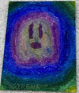 Dipinto a olio pastello "Fantasma arcobaleno" originale ACEO di Syrena Clary 2,5x3,5 - Foto 1 di 2