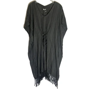 Vestido Mersea Mujer Talla Única Gris Rayas Midi Caftán Borla Ajustable Dobladillo Boho - Imagen 1 de 20