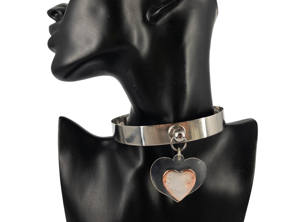 Vintage Boy London Glow-In-The-Dark White Punk Rave Heart Choker B - Image 1 of 4