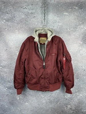 Alpha Industries MA-1 D Men’s Bomber Flight Jacket With Hood Red SZ XL - Image 1 of 4