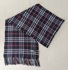 Used Burberry's Scarf Blue – Unisex Lambswool Check – Luxury Warm Winter Fashion - Picture 1 of 7
