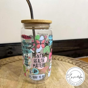 Mental Health Matters Libbey Cup, Motivation Bierdose Glas 16 Unzen Sipper Glas - Bild 1 von 9