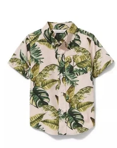 Janie And Jack Palm Print Short Sleeve Shirt Boys Button Down Size 12-18 Months - Picture 1 of 4