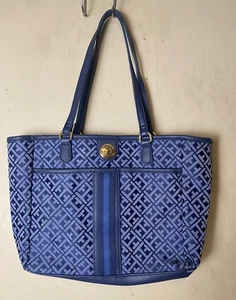 Tommy Hilfiger Women’s Purse Blue Logo Print Medium Size - Picture 1 of 9