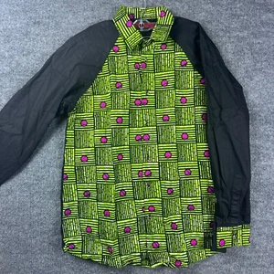 Cinque camicia con bottoni uomo grande verde geometrica manica lunga abbigliamento casual - Foto 1 di 9