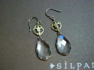 Pendientes colgantes SILPADA 925 plata esterlina latón flor de lis gota de lluvia circonita cúbica W2374 Foto 1 de 4