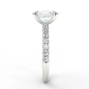 Asequible anillo de compromiso de diamantes de corte ovalado de oro blanco de 14 quilates creado en laboratorio 2,00 quilates F - Imagen 1 de 8