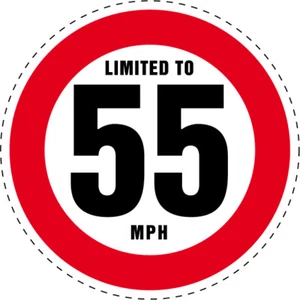 LIMITED TO 55 MPH Vehicle Speed Restriction Sticker Vinyl Car Van 10 Cm - Picture 1 of 1