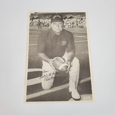 Earle Bruce JOHN HUTCHINGS Signed TO  DEAN OHIO STATE BUCKEYES 11 1/2 x 17  - Image 1 of 4