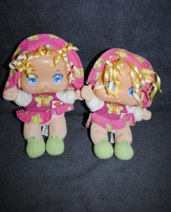 🍀Lot 2 Doudou Poupée PLAYSKOOL 2006 HASBRO Rose Fille Grelot Papillon 21 Cm - Picture 1 of 3