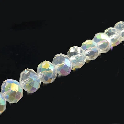 Glasperlen facettiert geschliffen Rondell 12x9 mm glasklar 68 Perlen Spacer R033 - Bild 1 von 4