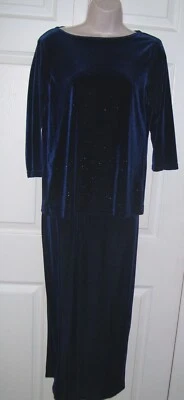 Camisa Larga Christie & Jill Pequeña Para Mujer Azul Mediana Terciopelo Metálica Nueva Con Etiquetas Foto 1 de 4