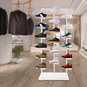 18 Pairs Capacity Floor Standing Steel Shoe Organizer Stand Shoe Display Shelf - Picture 1 of 9
