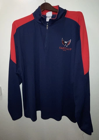 Washington Capitals Hockey NHL 1/4 Zip Pullover Sweater Mens 2XL Long Sleeve Cover