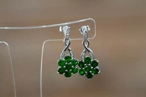 Chrome Diopside & White Topaz Sterling Silver Earrings - Picture 1 of 1