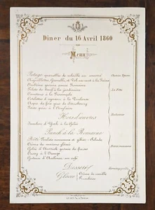 Menü PREUNITARIO - PORZELLAN - 16. April 1860 - FLORENZ - VITTORIO EMANUELE - Bild 1 von 1