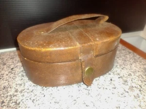 Vintage Leather Trinket Box w/Satin Lining. Dimensions: 8" L x 3 W ".  - Picture 1 of 7