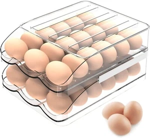 Auto Scrolling Egg Holder Organizer 36 Count Eggs Container for Refrigerator US - Picture 1 of 6