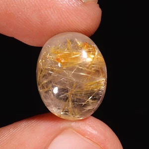 NATURAL GOLDEN RUTILE QUARTZ CABOCHON FOR MAKING JEWELRY RUTILE SILVER PENDNAT - Picture 1 of 2