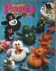 NEW PARTY ANIMALS PENGUIN LION FROG DOG 12 DESIGNS ANNIE'S CROCHET PATTERN BOOK - Picture 1 of 2