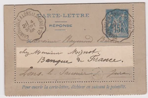 CARTE-LETTRE 15c SAGE CACHET CONVOYEUR CHAMPAGNOLE A LONS LE SAUNIER JURA 39 - Picture 1 of 2