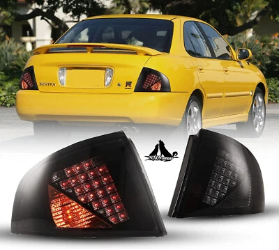 Pair LED Tail Lights For 2000 2001 2002 2003 Nissan Sentra Smoke Rear Brake Lamp - Image 1 of 4
