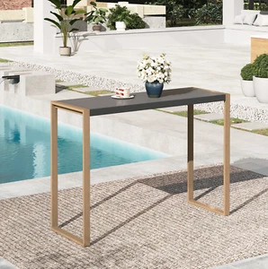 40'' Patio Bar Table Outdoor Bar Height Table Counter Height Table Rectangular - Picture 1 of 8