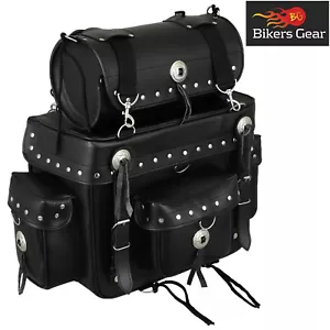 Motorcycle SissyBar Bag With luggage Roll Bikers CRUISER Harley Style Sissy Rack - Picture 1 of 8